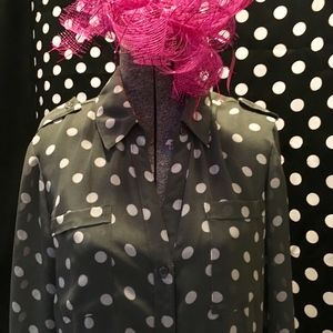 OLD NAVY POLKA DOT DRESS // Grey // White